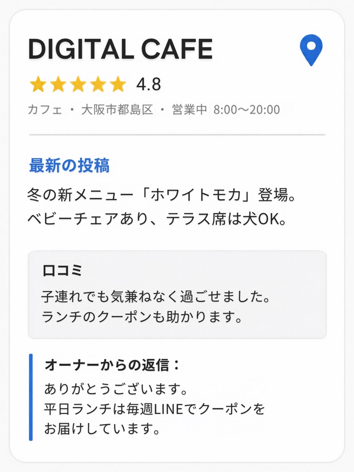 DIGITAL CAFEのGoogleビジネスプロフィール（最新の投稿・口コミ・オーナーからの返信）